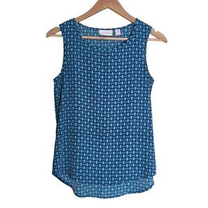Women's - Chico's Blue Geometric Print Sleeveless Blouse, Size 0 (Small)